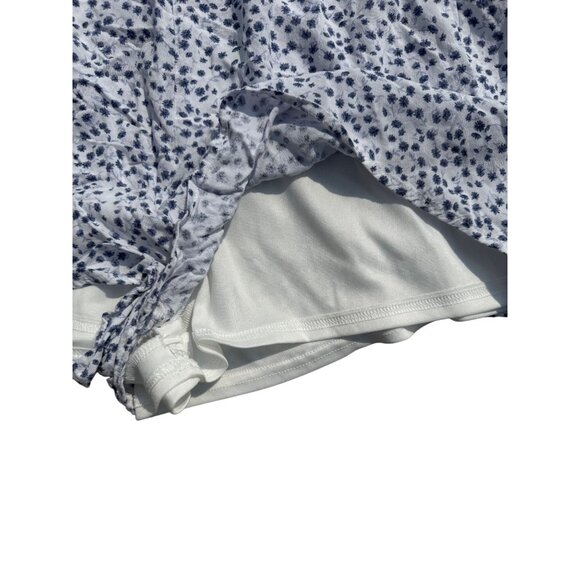 Blue & White Floral Long Sleeve Romper By Altard State M Elastic Waist V-Neck Ti - Picture 3 of 6